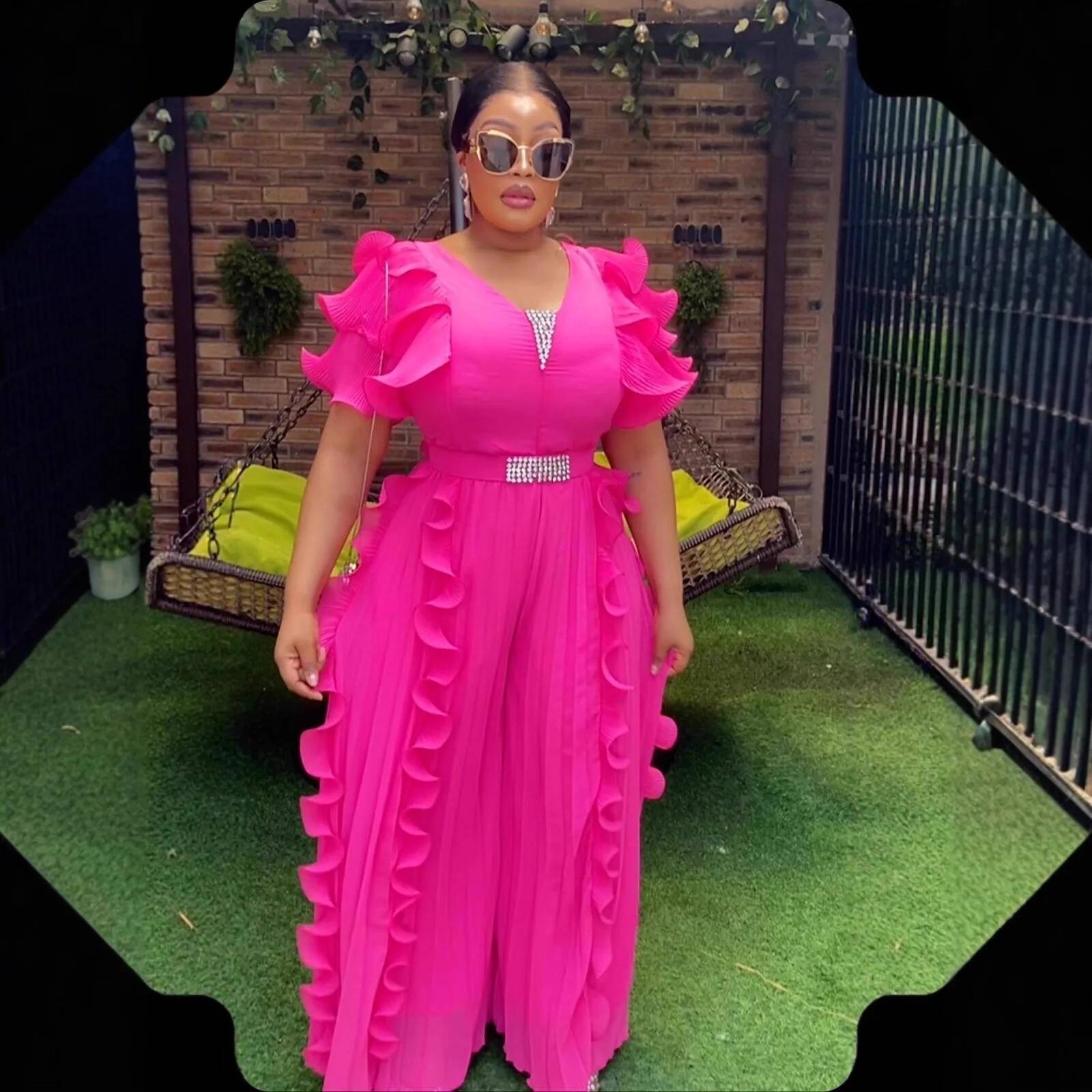 Plus Size Women's V-neck Ruffl - Women Formal Wear For Office 评论和价格