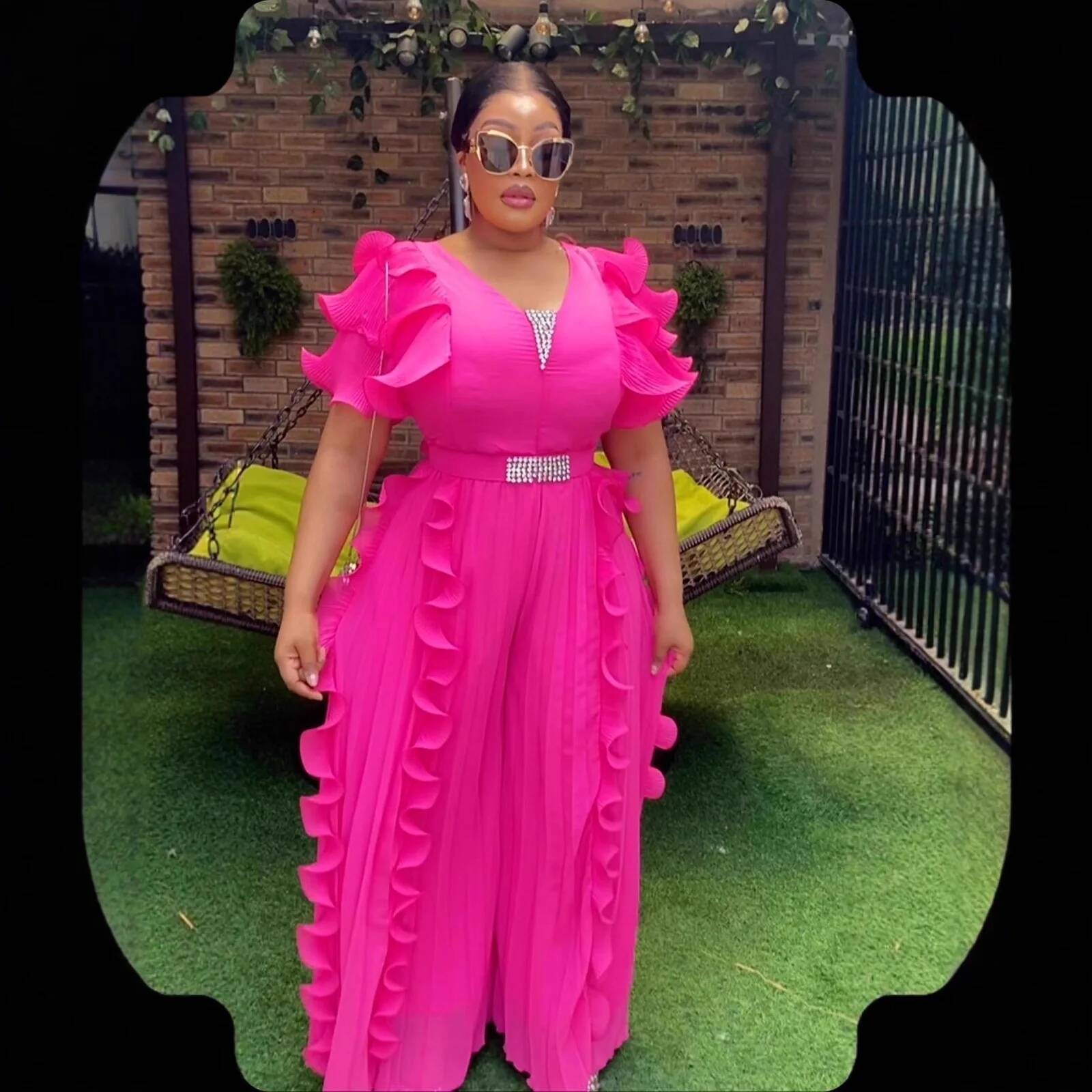 Plus Size Women's V-neck Ruffl - Women Formal Wear For Office 评论和价格