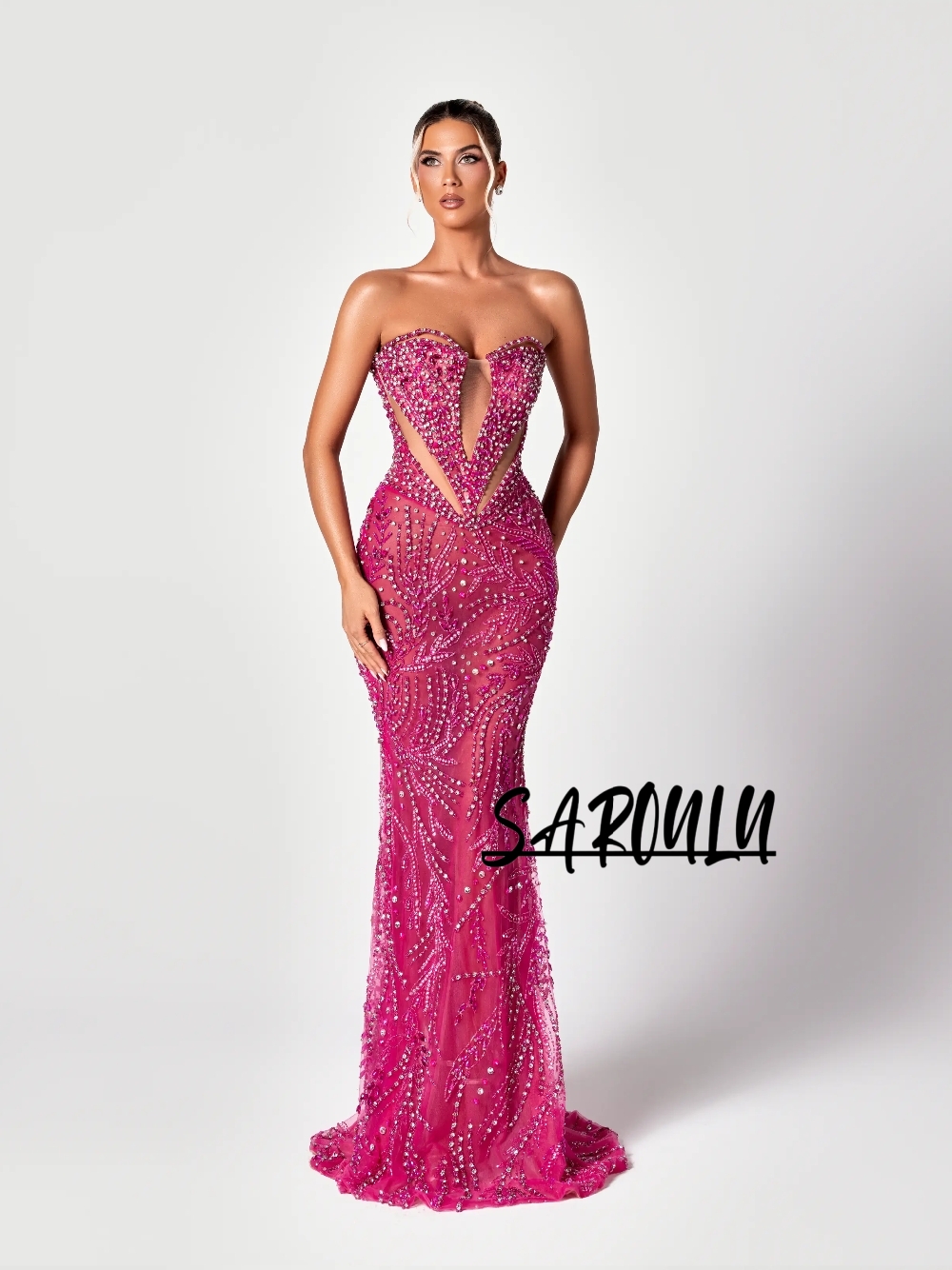 Fuchsia Cut Out Sweet Evening  - Formal Gala Wear Women 评论和价格