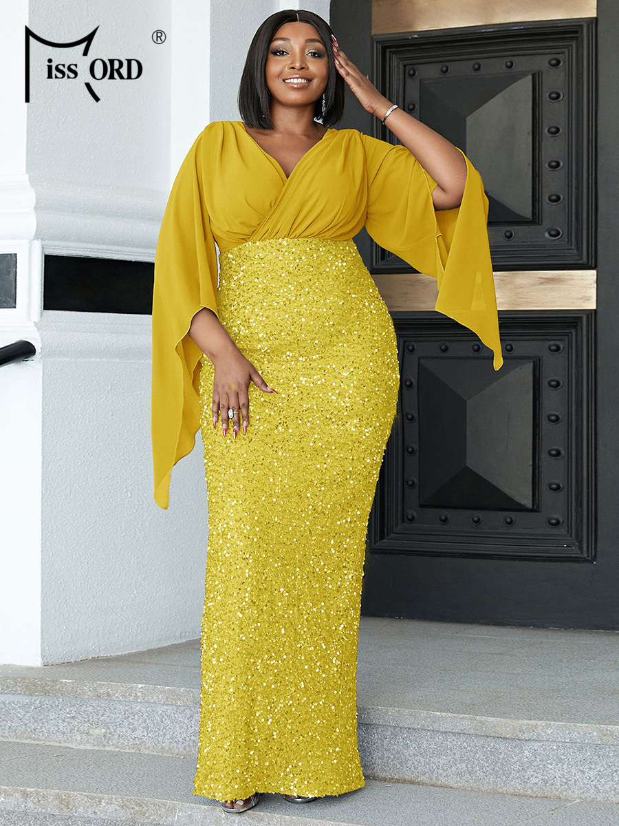 Missord Yellow Sequin Plus Siz - Women'S Formal Wear Wedding 评论和价格