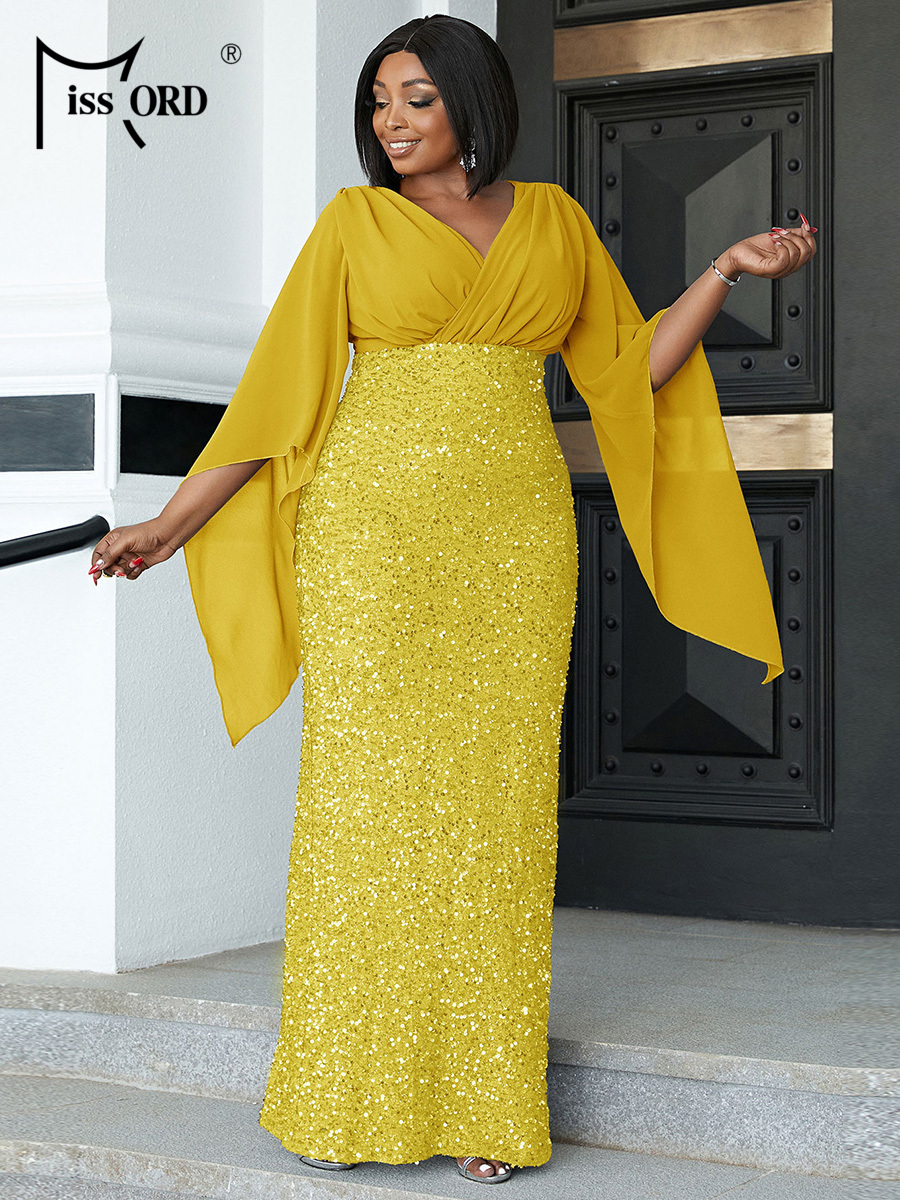 Missord Yellow Sequin Plus Siz - Women'S Formal Wear Wedding 评论和价格