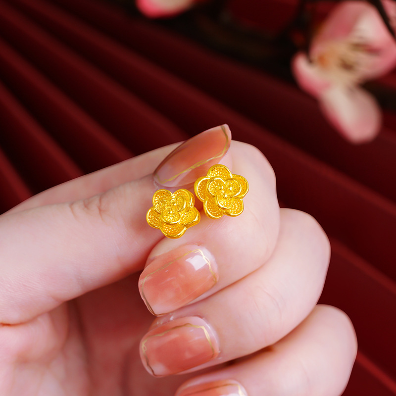 Vietnam Sand Gold Flower Stud  - Pearl Earring Stud 评论和价格