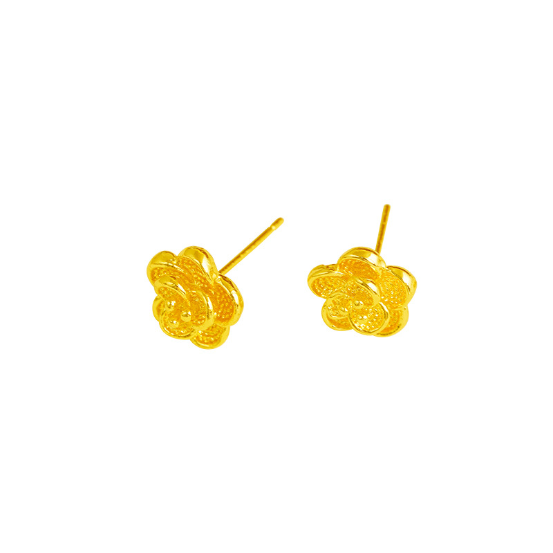 Vietnam Sand Gold Flower Stud  - Pearl Earring Stud 评论和价格