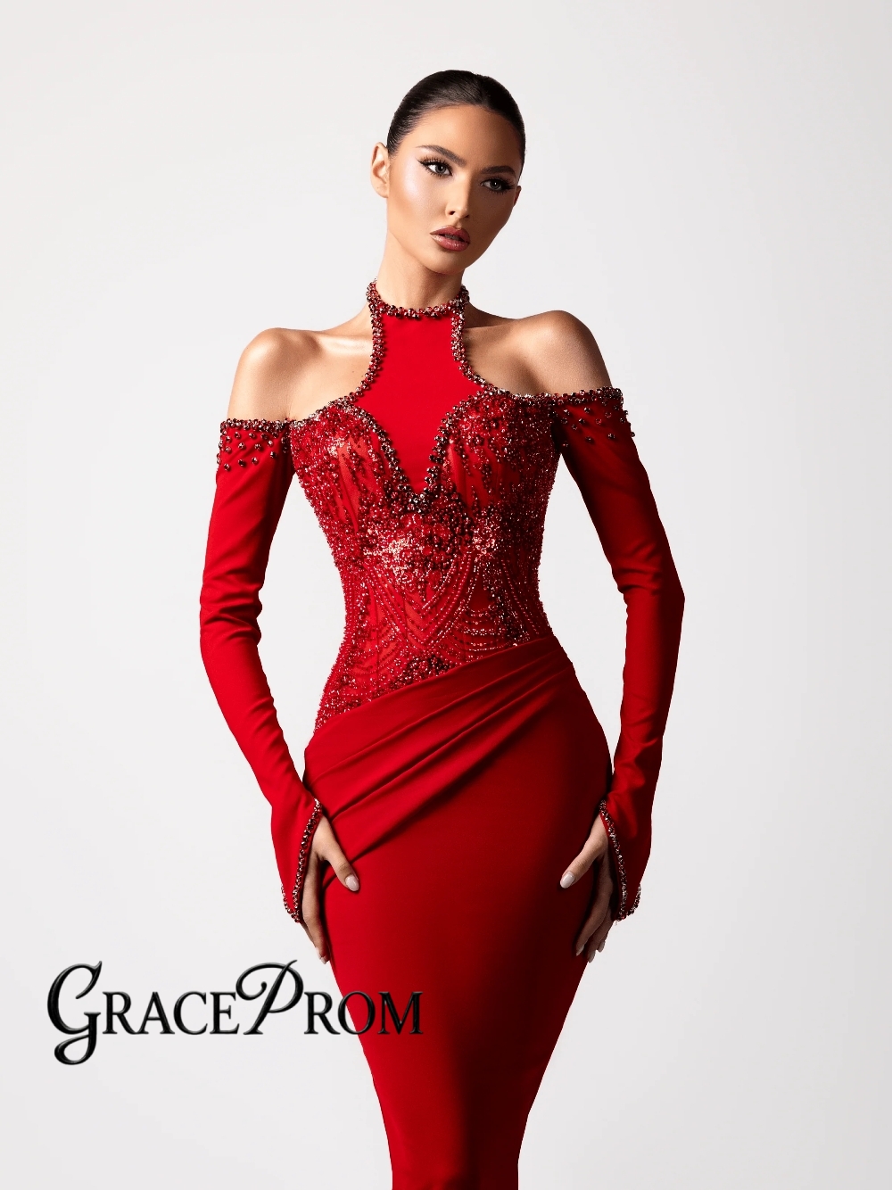 Red Sexy Halter Evening Dress  - Formal Gala Wear Women 评论和价格