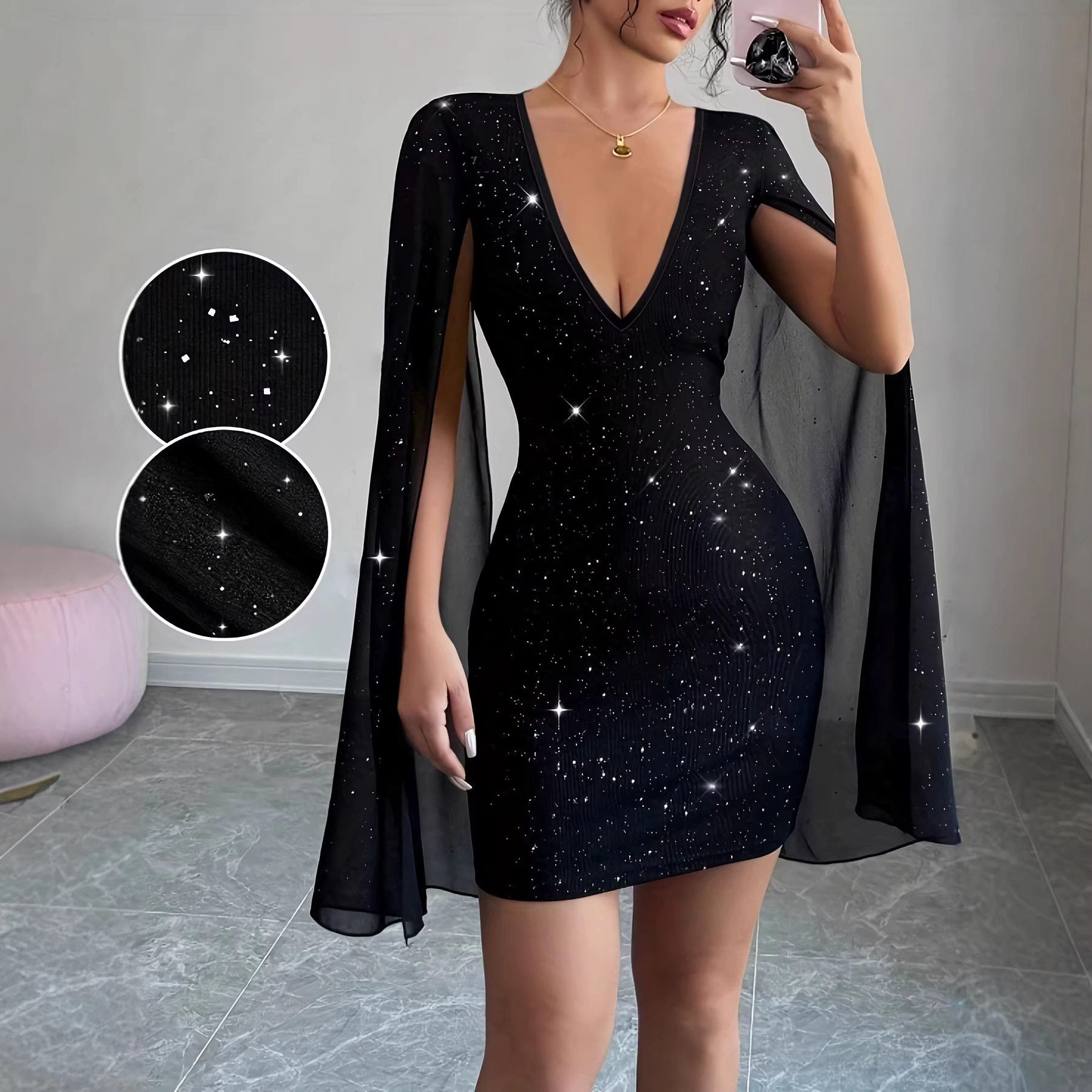 V Neck Bodycon Midi Dress Eleg - Women Formal Wear For Office 评论和价格