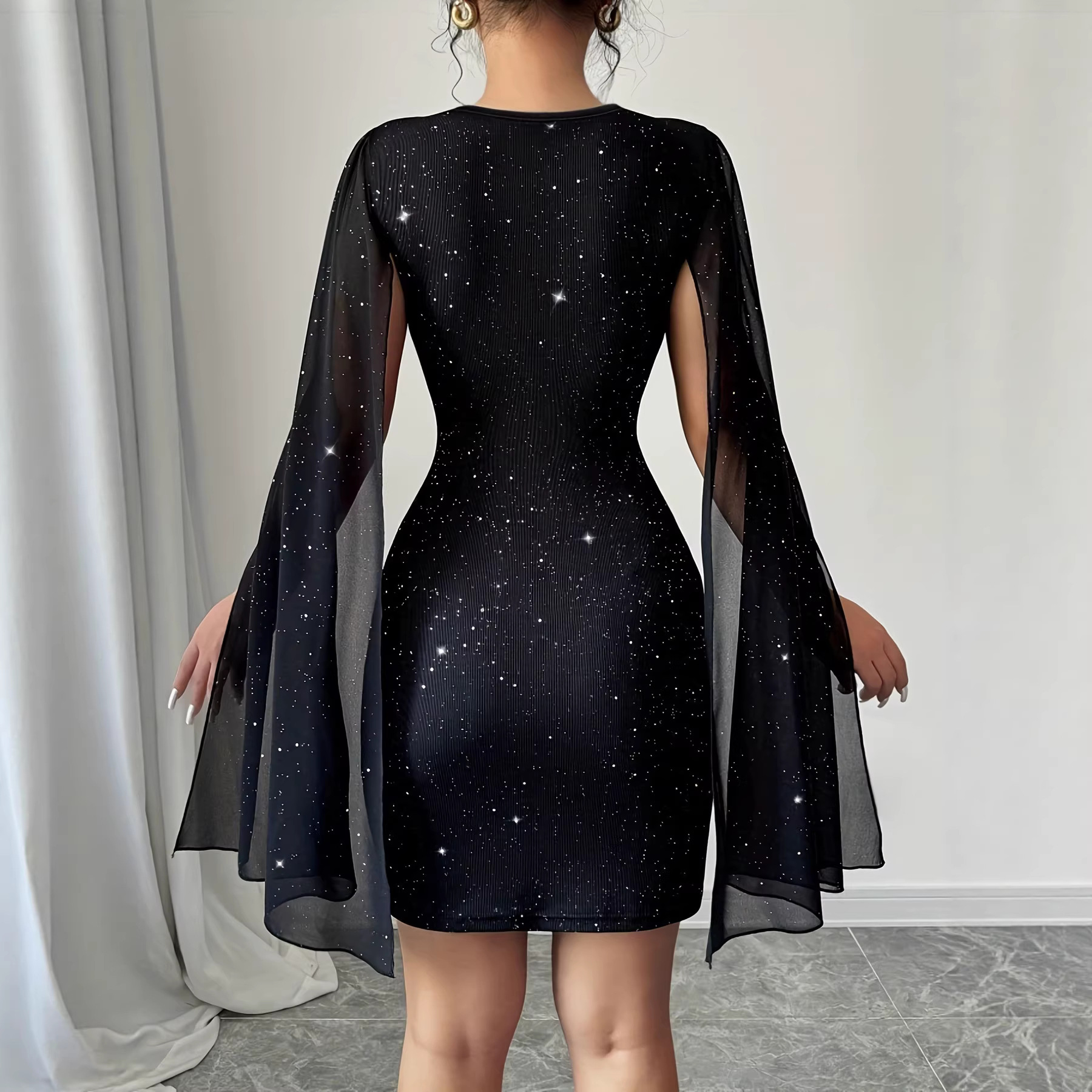 V Neck Bodycon Midi Dress Eleg - Women Formal Wear For Office 评论和价格
