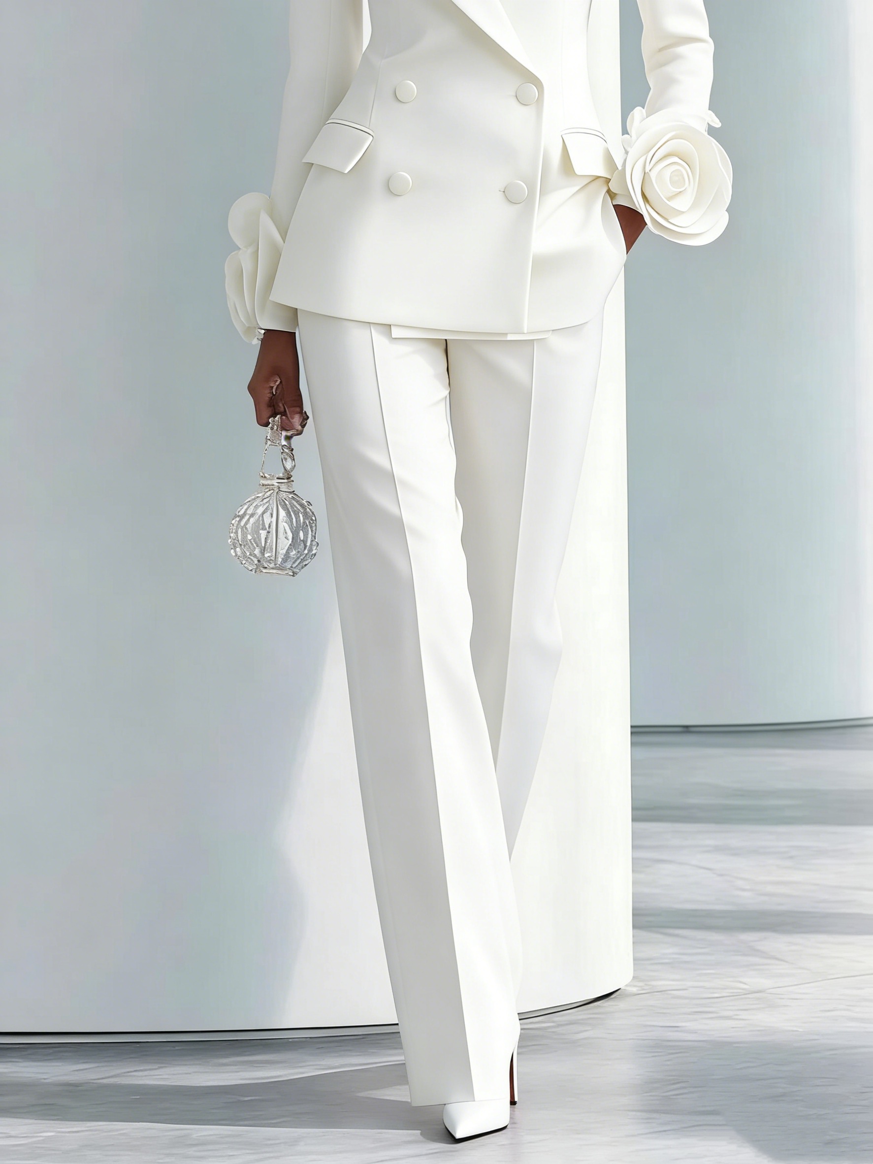 2 Pieces White Flowers Women P - Women Formal Wear For Graduation 评论和价格