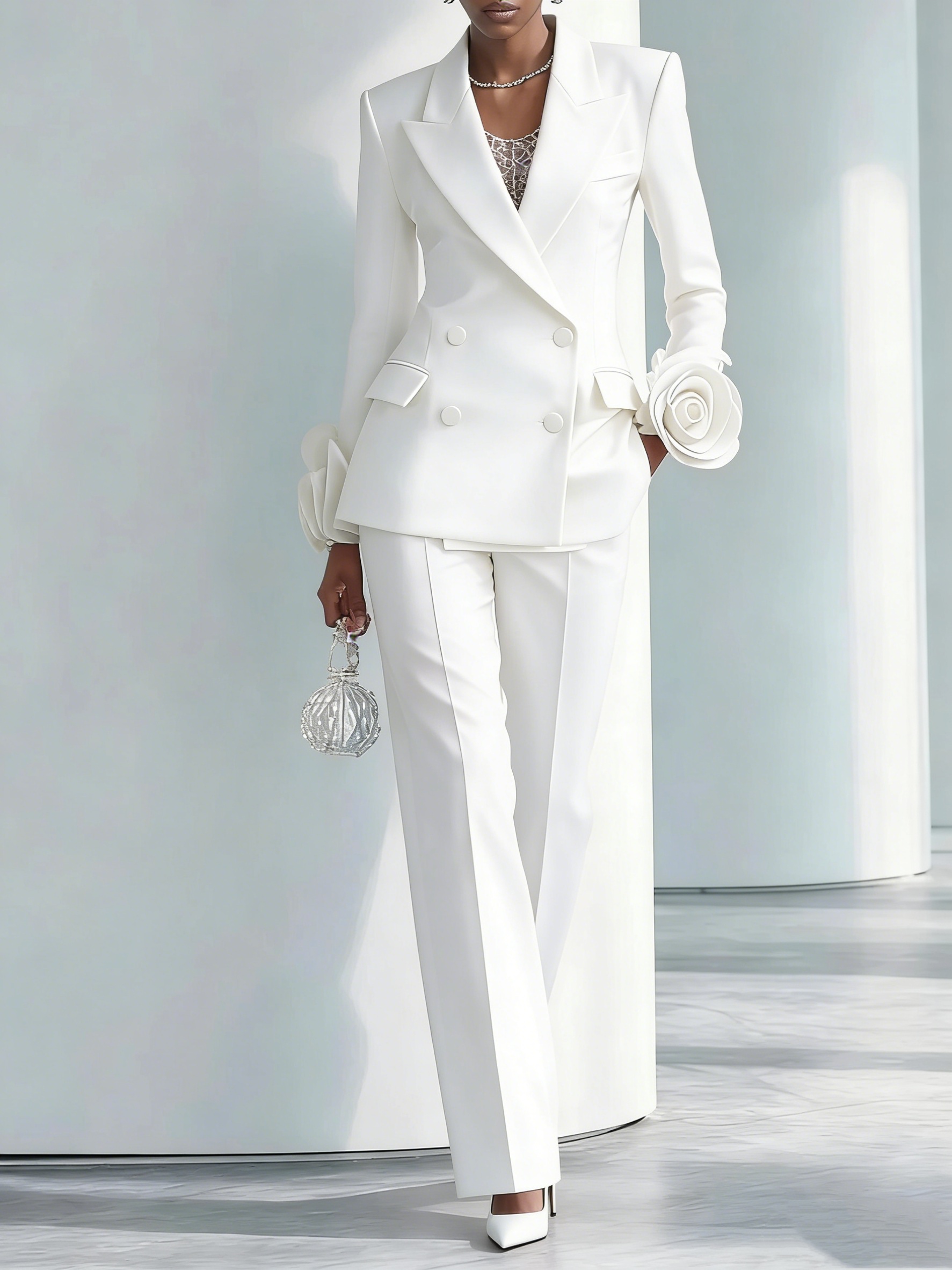 2 Pieces White Flowers Women P - Women Formal Wear For Graduation 评论和价格
