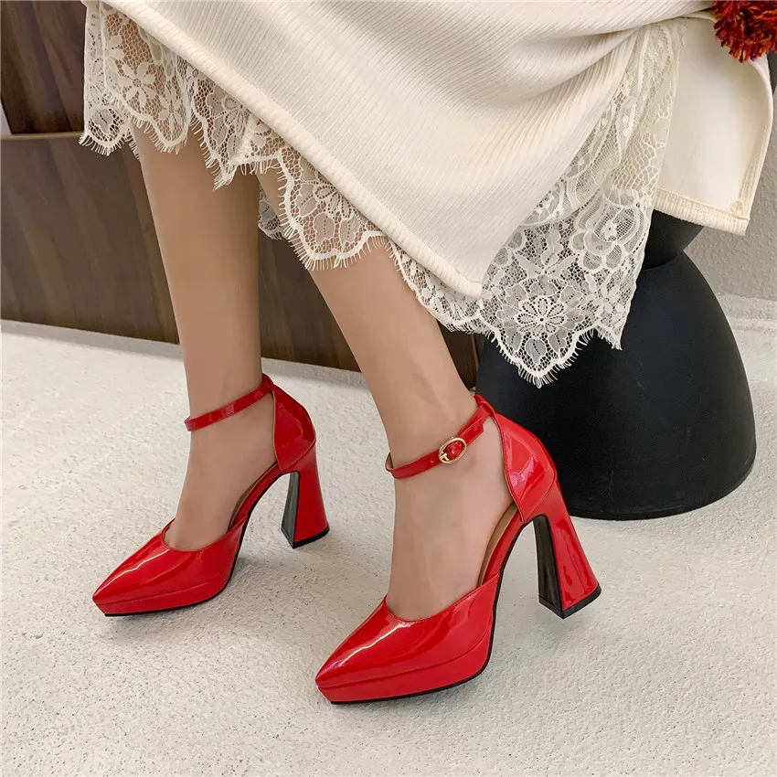 Red Black Patent Leather Platf - Women Formal Wear For Office 评论和价格