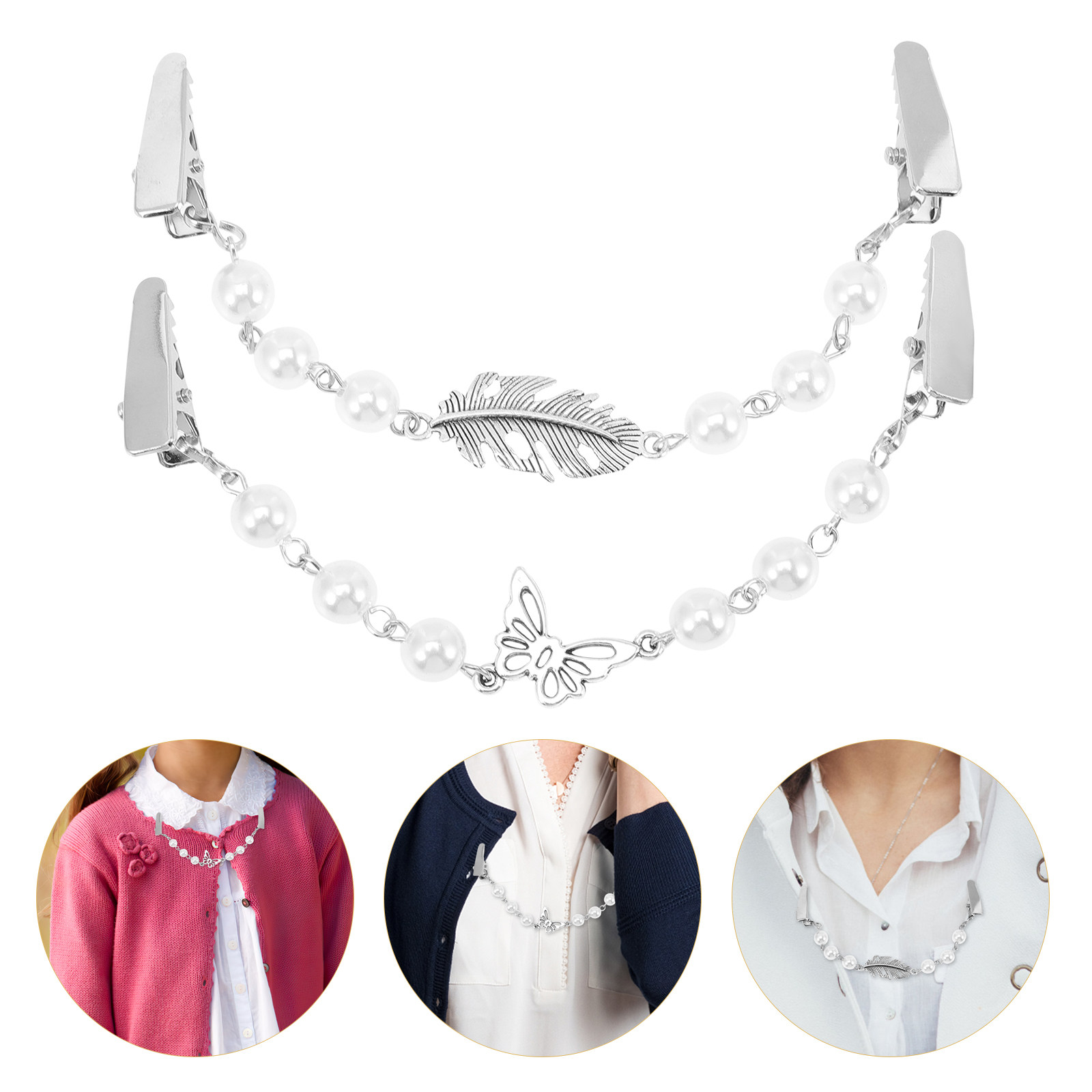 2Pcs Pearl Chain Sweater Shawl - Women'S Formal Wear Cardigan 评论和价格