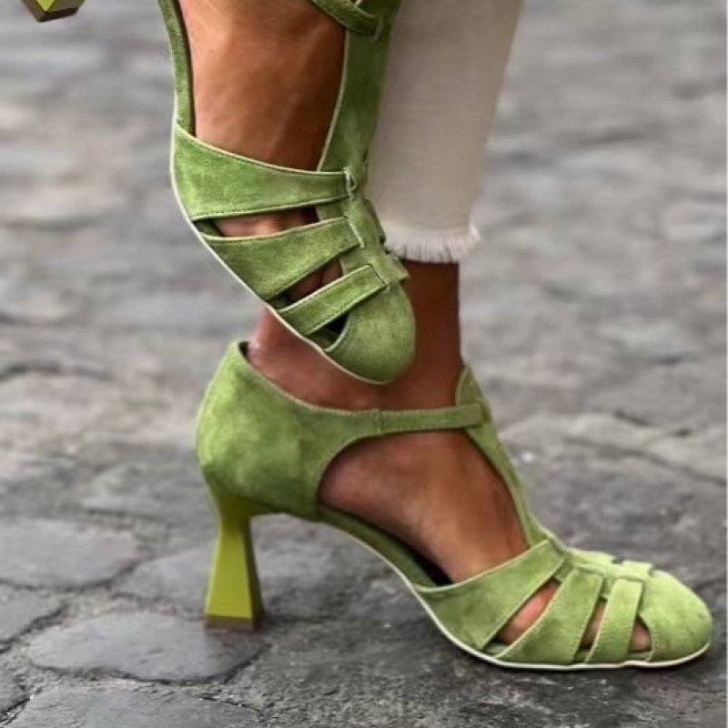 Women's Green Suede Kitten Hee - Women Formal Wear For Office 评论和价格
