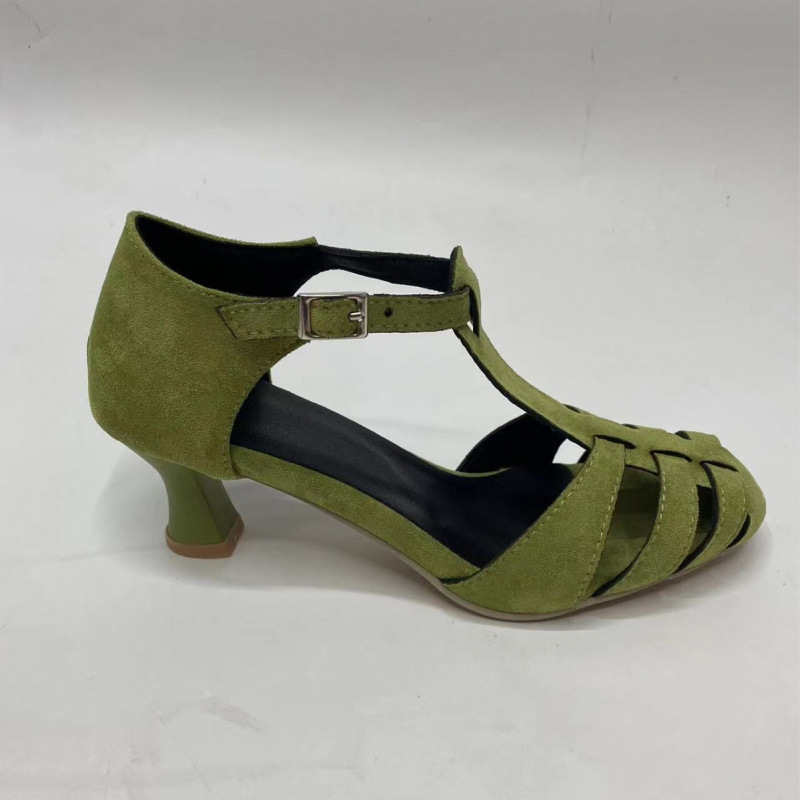 Women's Green Suede Kitten Hee - Women Formal Wear For Office 评论和价格