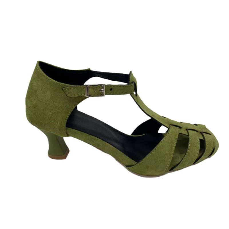 Women's Green Suede Kitten Hee - Women Formal Wear For Office 评论和价格