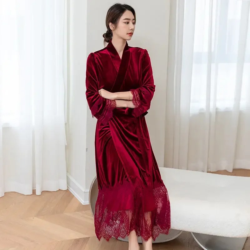 Wedding Robe Long Velvet Slip  - Women'S Formal Wear Wedding 评论和价格