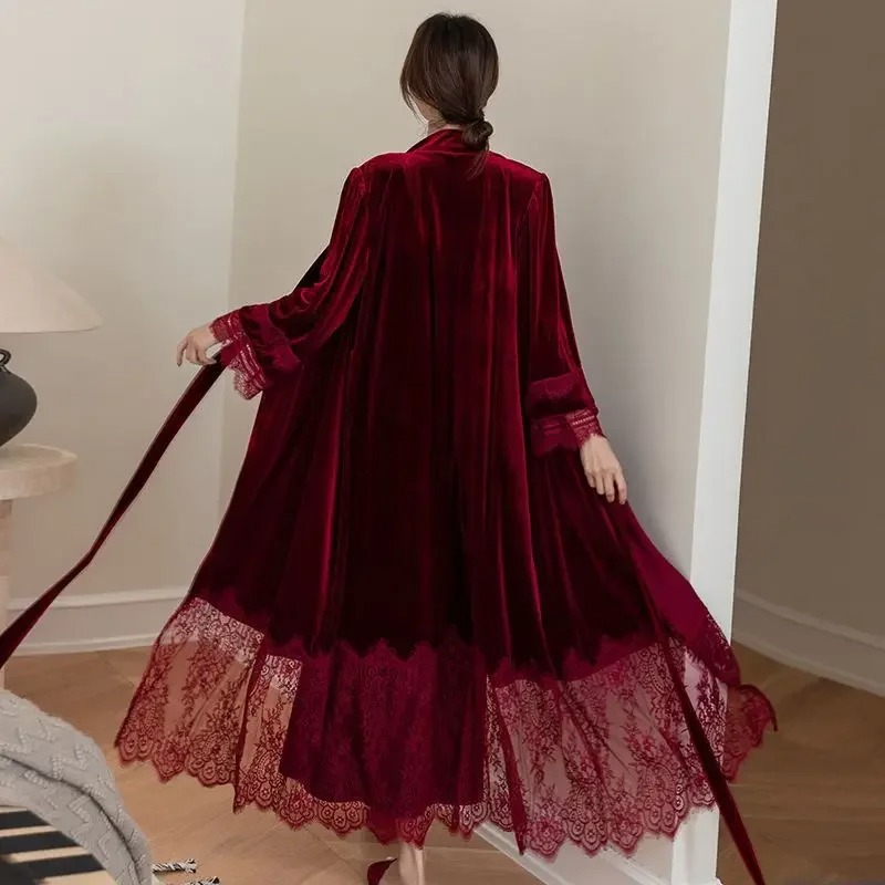 Wedding Robe Long Velvet Slip  - Women'S Formal Wear Wedding 评论和价格