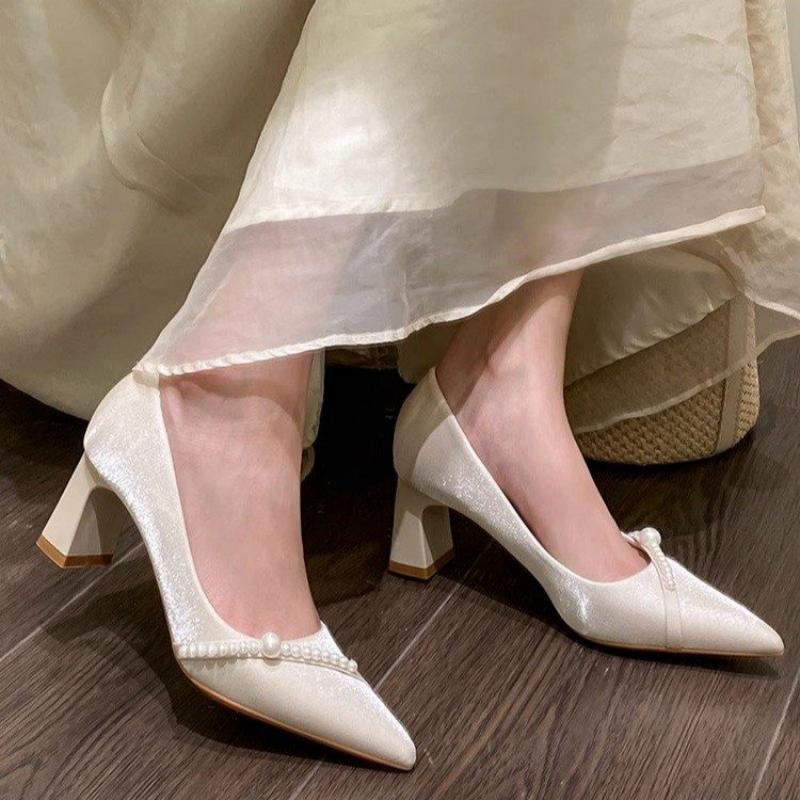 Elegant Pearl Embellished Poin - Women Formal Wear For Office 评论和价格