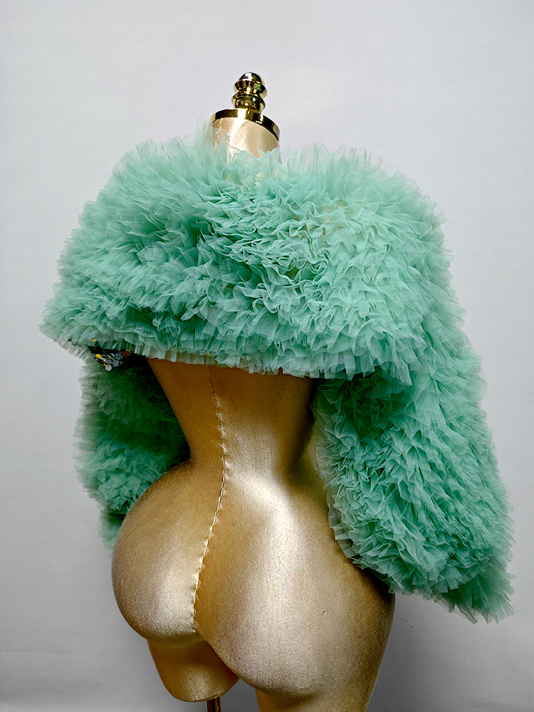 Green Ruffle Coat  Long Sleeve - Women'S Formal Wear Cardigan 评论和价格