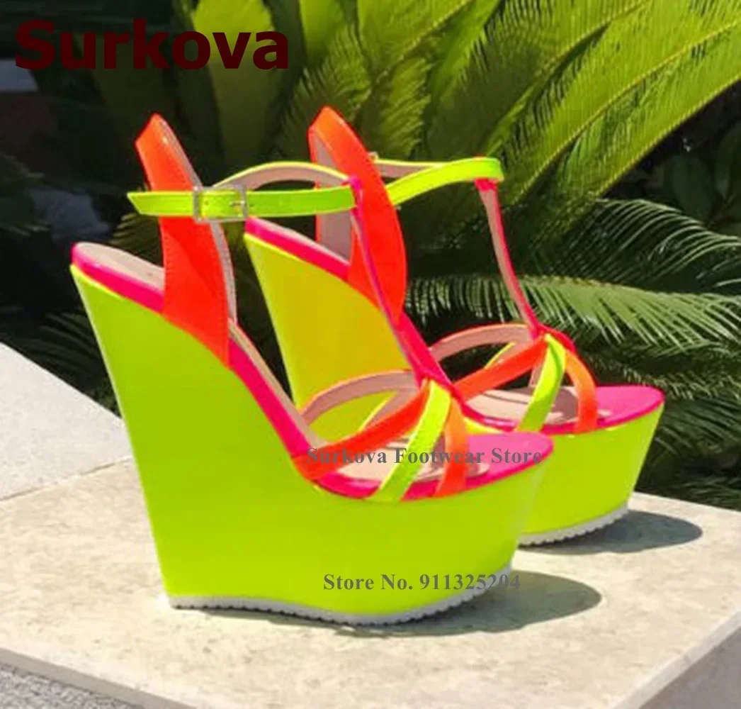 Surkova Neon Yellow Wedge Heel - Women'S Formal Wear To A Wedding 评论和价格