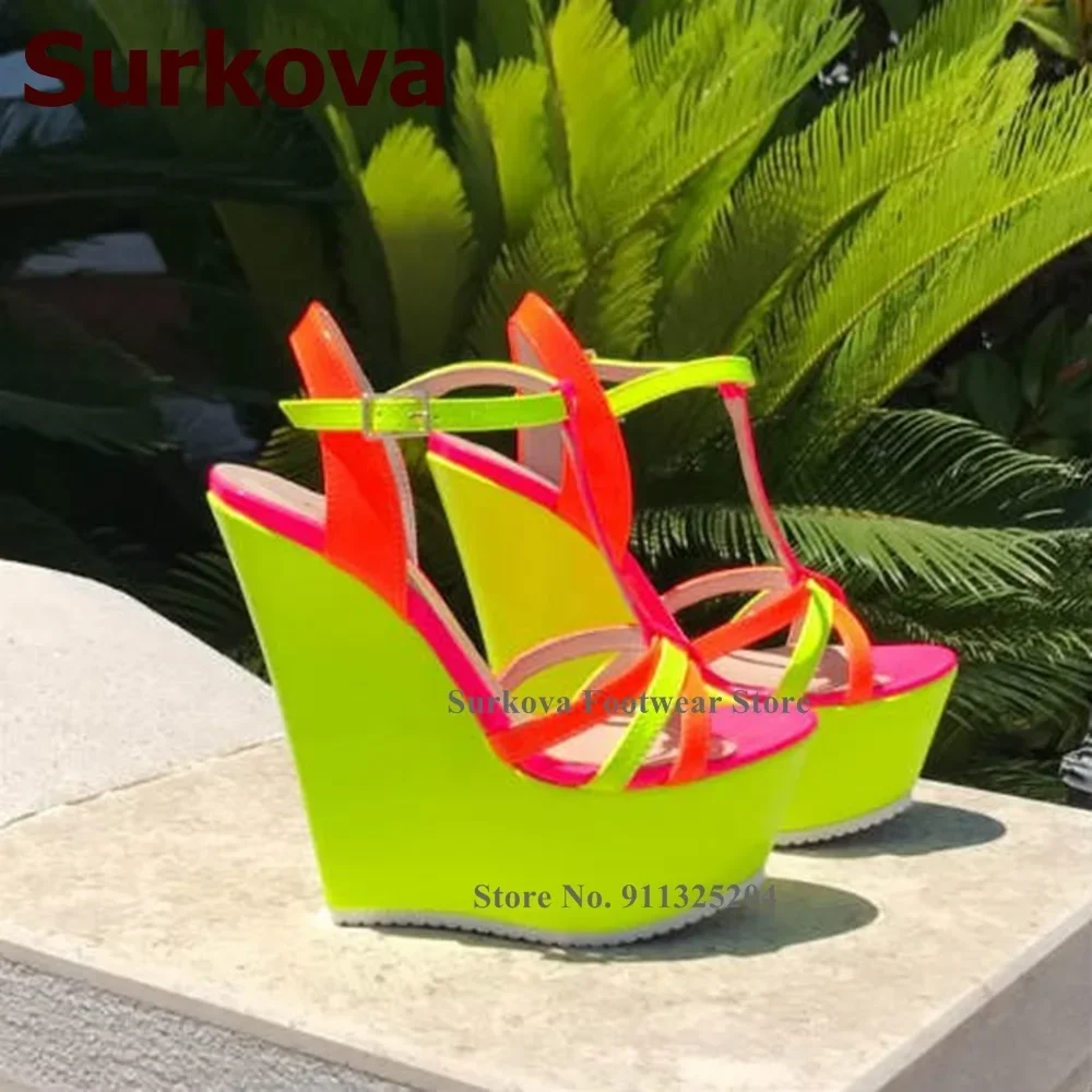 Surkova Neon Yellow Wedge Heel - Women'S Formal Wear To A Wedding 评论和价格