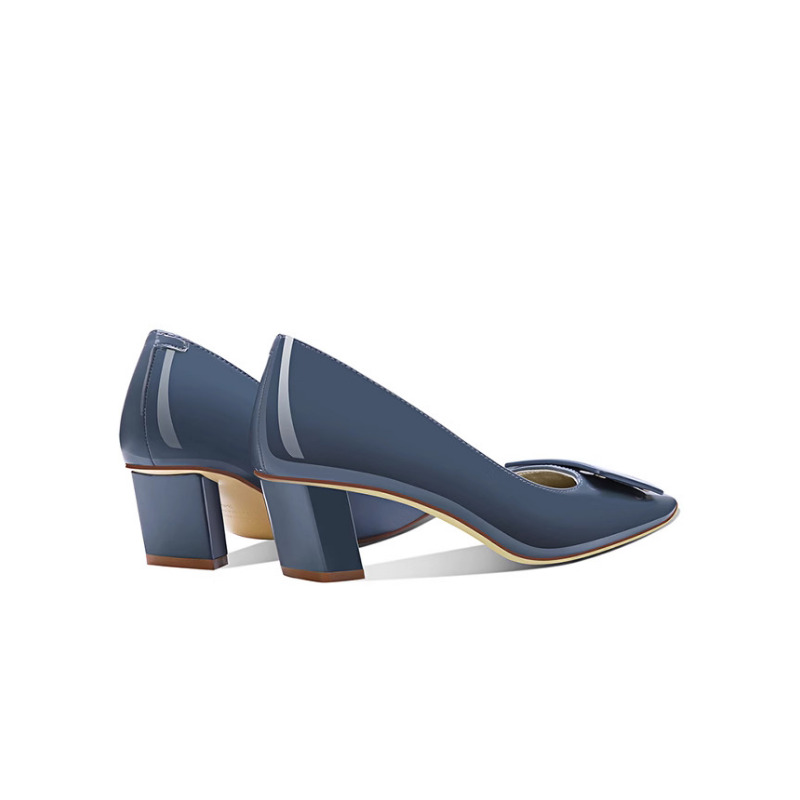 Elegant Blue Square Buckle Pum - Women Formal Wear For Office 评论和价格