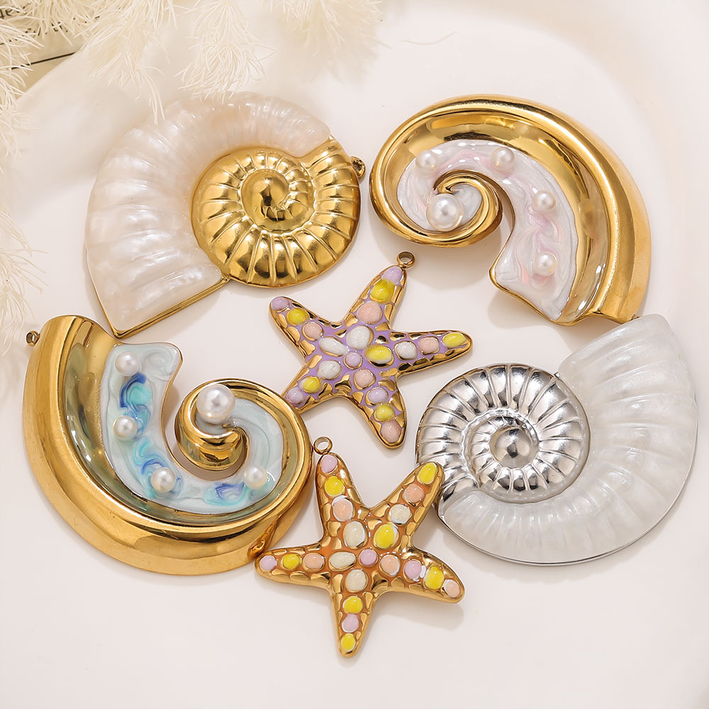 2PCS Pearl Conch Starfish Stai - Pearl Earring Stud 评论和价格