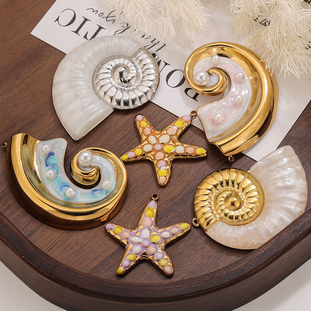 2PCS Pearl Conch Starfish Stai - Pearl Earring Stud 评论和价格