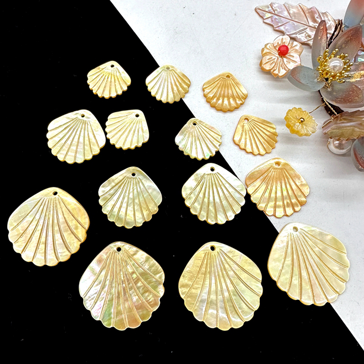 5Pcs Shell Beads With Hole Nat - Pearl Earring Stud 评论和价格