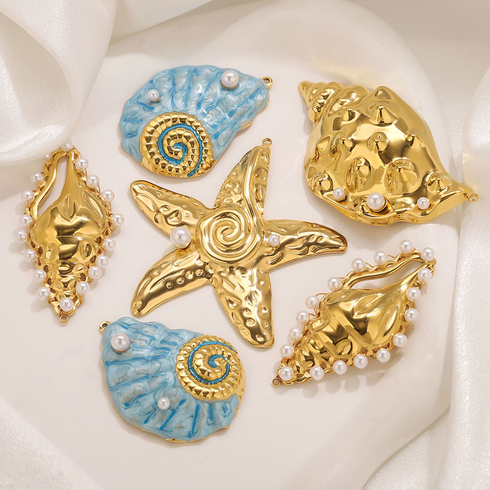 1pcs Large Conch Starfish Shel - Pearl Earring Stud 评论和价格