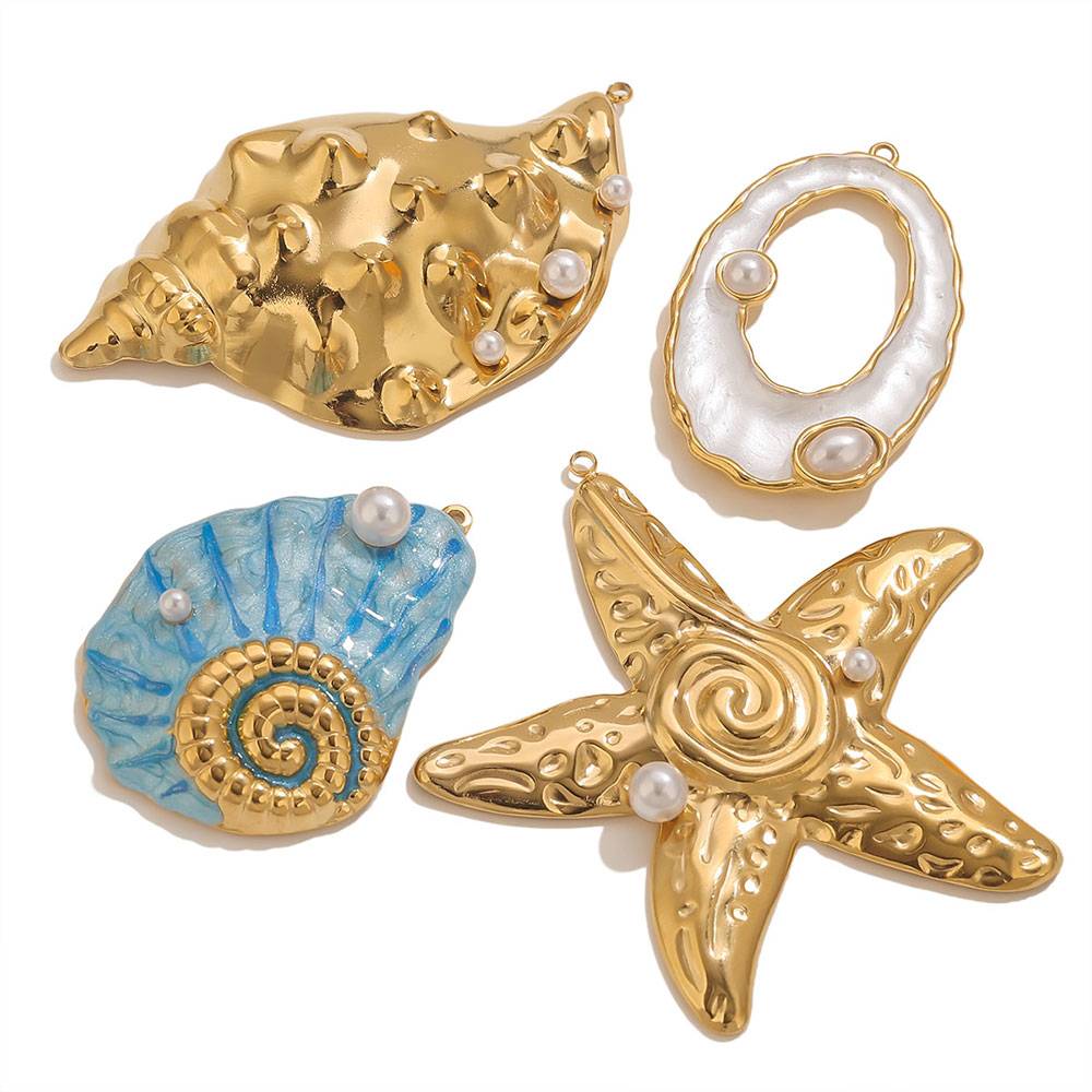 1pcs Large Conch Starfish Shel - Pearl Earring Stud 评论和价格