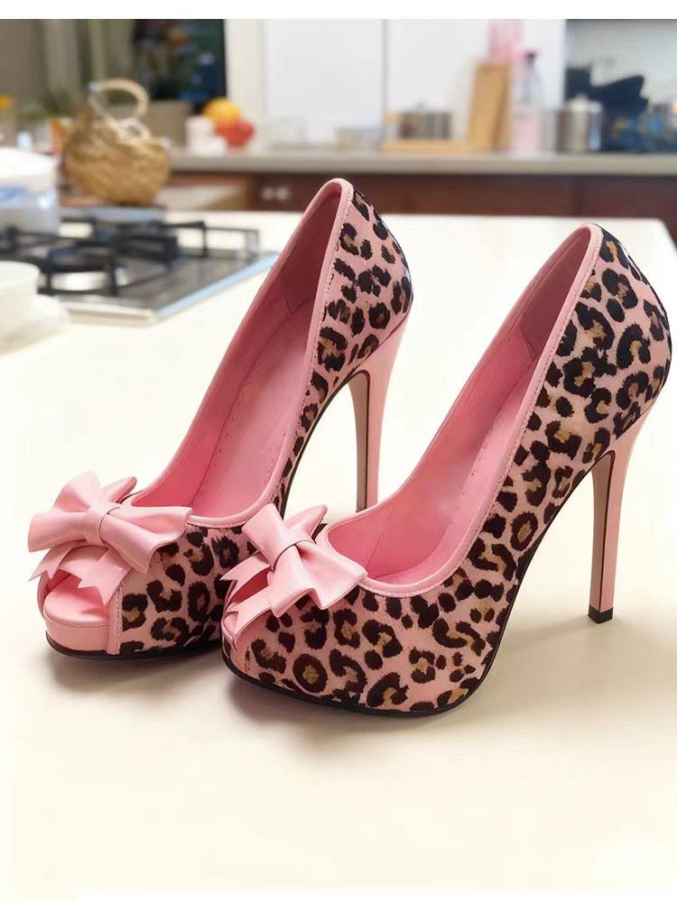2026 Pink Leopard Print Bow Hi - Women'S Formal Wear To A Wedding 评论和价格