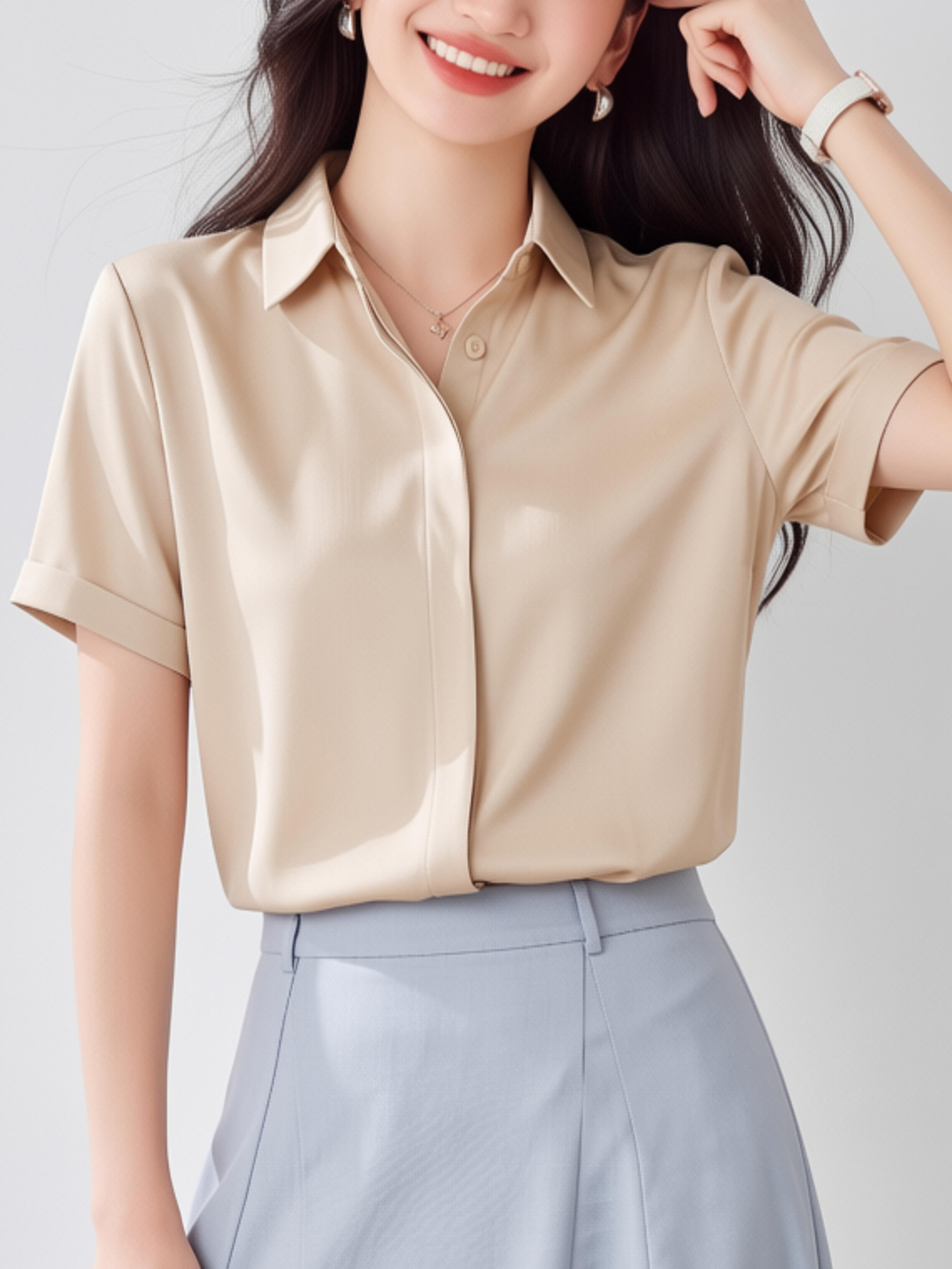 White V-Neck Short Sleeve Chif - Women'S Formal Wear Cardigan 评论和价格
